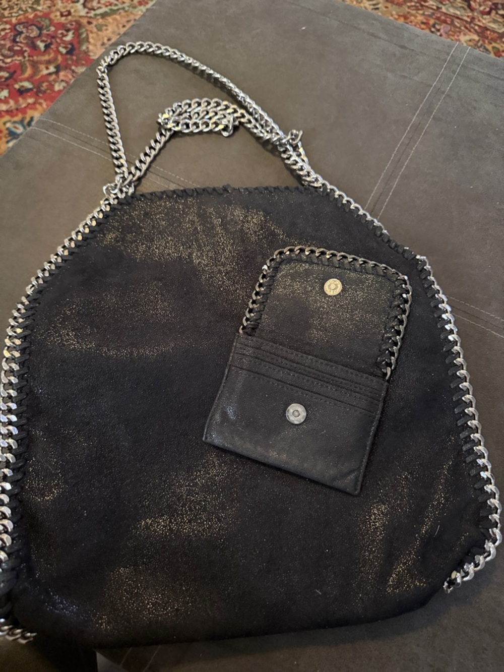 Falabella Style Chain Tote Bag Faux Leather Shoulder large bag and card holder